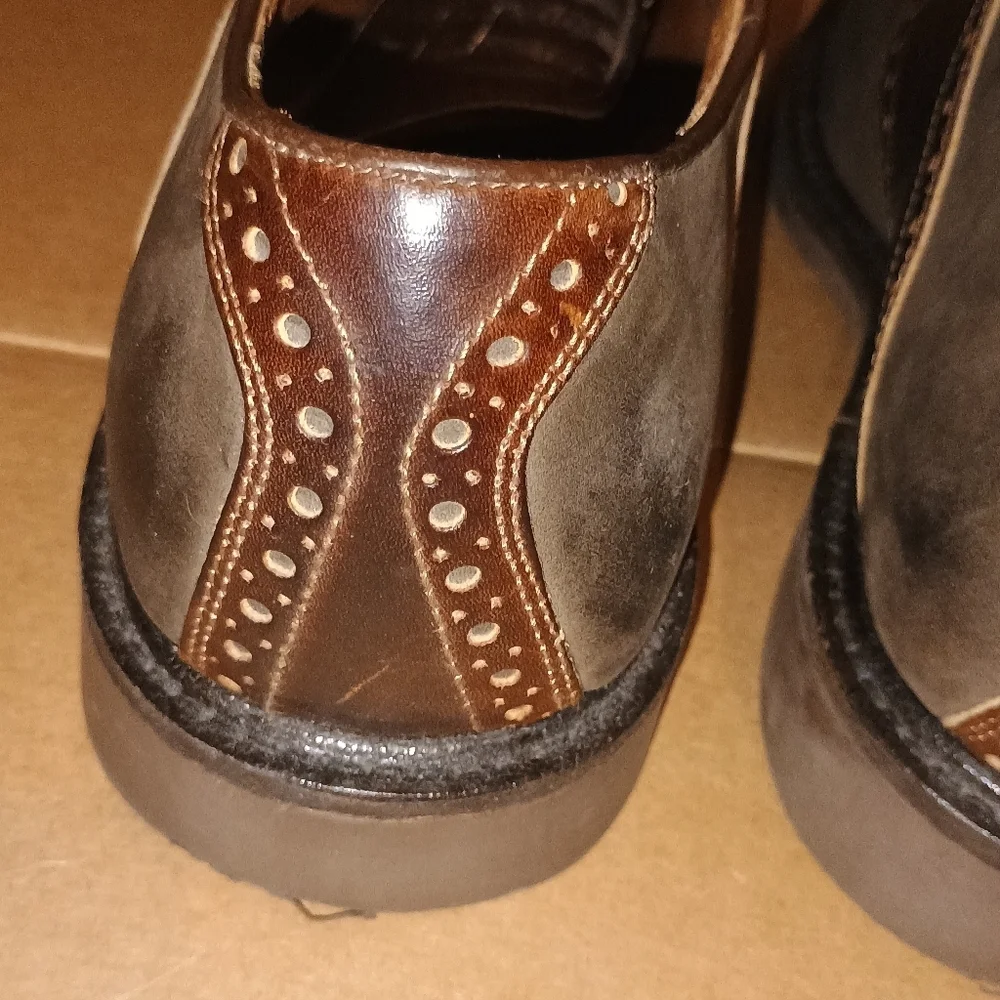 Johnston & Murphy Handcrafted Italy Leather Saddle Oxford Shoes Brown Men's‎ 8.5